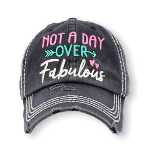 NWT Kbethos Not a Day Over Fabulous Birthday Hat Vintage Look Washed Ballcap Hat